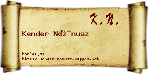 Kender Nónusz névjegykártya
